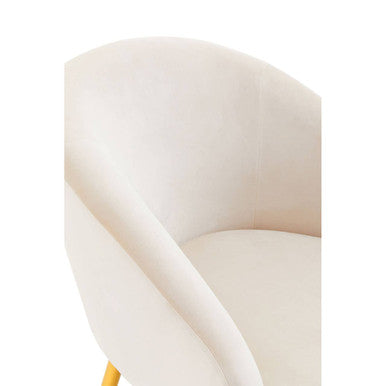 Dark Beige Velvet Chair and Footstool with Gold Powder Coated Legs