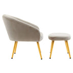 Mink Velvet Chair and Footstool with Gold Powder Coated Legs