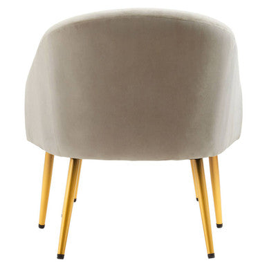Mink Velvet Chair and Footstool with Gold Powder Coated Legs