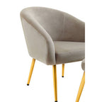 Mink Velvet Chair and Footstool with Gold Powder Coated Legs