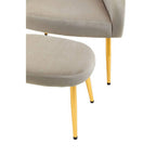 Mink Velvet Chair and Footstool with Gold Powder Coated Legs