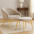 Mink Velvet Chair and Footstool with Gold Powder Coated Legs
