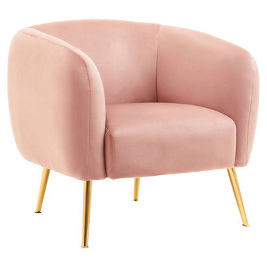 Pink Velvet Armchair with Gold Finish Metal Legs
