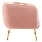 Pink Velvet Armchair with Gold Finish Metal Legs