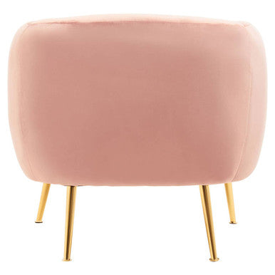 Pink Velvet Armchair with Gold Finish Metal Legs