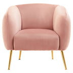 Pink Velvet Armchair with Gold Finish Metal Legs