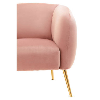 Pink Velvet Armchair with Gold Finish Metal Legs