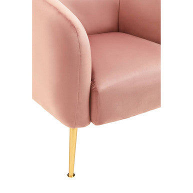 Pink Velvet Armchair with Gold Finish Metal Legs