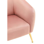 Pink Velvet Armchair with Gold Finish Metal Legs