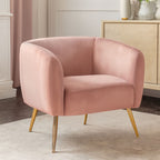 Pink Velvet Armchair with Gold Finish Metal Legs