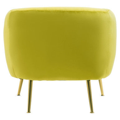Olive Velvet Armchair with Gold Finish Metal Legs