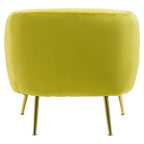 Olive Velvet Armchair with Gold Finish Metal Legs