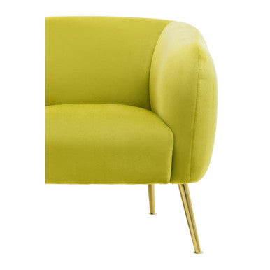 Olive Velvet Armchair with Gold Finish Metal Legs