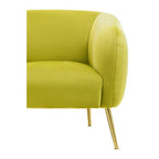 Olive Velvet Armchair with Gold Finish Metal Legs