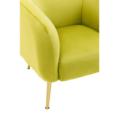 Olive Velvet Armchair with Gold Finish Metal Legs