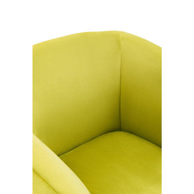 Olive Velvet Armchair with Gold Finish Metal Legs