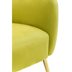 Olive Velvet Armchair with Gold Finish Metal Legs