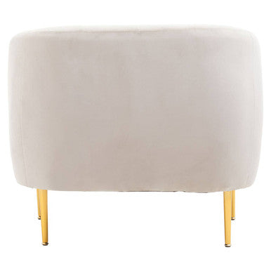 Silver Grey Velvet Barrel Back Armchair with Gold Finish Legs