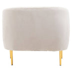 Silver Grey Velvet Barrel Back Armchair with Gold Finish Legs