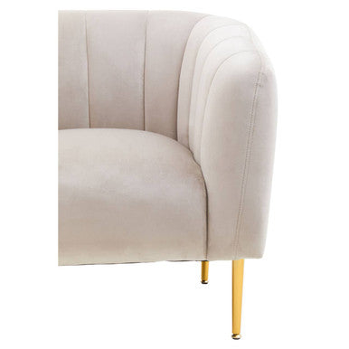 Silver Grey Velvet Barrel Back Armchair with Gold Finish Legs