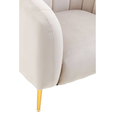 Silver Grey Velvet Barrel Back Armchair with Gold Finish Legs