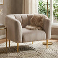Silver Grey Velvet Barrel Back Armchair with Gold Finish Legs