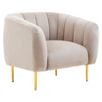 Mink Velvet Barrel Back Armchair with Channel Detail