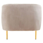 Mink Velvet Barrel Back Armchair with Channel Detail