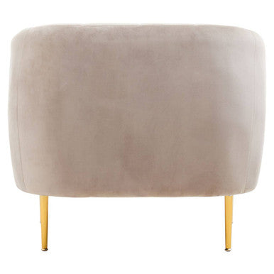 Mink Velvet Barrel Back Armchair with Channel Detail