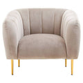 Mink Velvet Barrel Back Armchair with Channel Detail