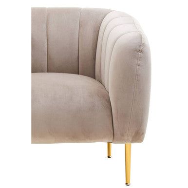 Mink Velvet Barrel Back Armchair with Channel Detail