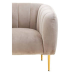 Mink Velvet Barrel Back Armchair with Channel Detail