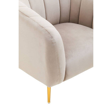 Mink Velvet Barrel Back Armchair with Channel Detail