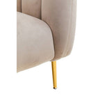 Mink Velvet Barrel Back Armchair with Channel Detail