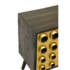 Black Mango Wood and Brass Effect 1 Door Small Cabinet