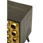 Black Mango Wood and Brass Effect 1 Door Small Cabinet