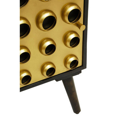 Black Mango Wood and Brass Effect 1 Door Small Cabinet