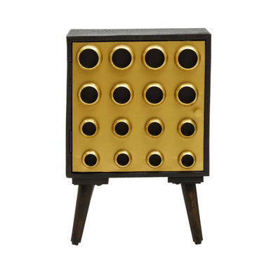 Black Mango Wood and Brass Effect 1 Door Small Cabinet