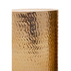 Set of 2 Gold Metallic Cylindrical Side Tables and Stools with Chevron Textured Surface