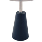 White Round Marble Top Side Table with Slim Column and Black Conical Base