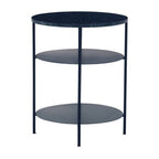 Black Marble Top 3 Tier Round Side Table with Slim Iron Frame