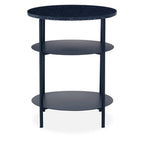 Black Marble Top 3 Tier Round Side Table with Slim Iron Frame