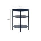 Black Marble Top 3 Tier Round Side Table with Slim Iron Frame