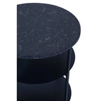 Black Marble Top 3 Tier Round Side Table with Slim Iron Frame