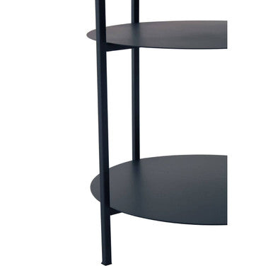 Black Marble Top 3 Tier Round Side Table with Slim Iron Frame