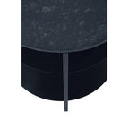 Black Marble Top 3 Tier Round Side Table with Slim Iron Frame