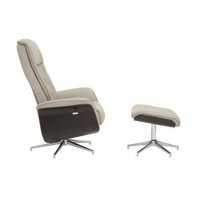 Mink Leather Effect Recliner and Footstool Set