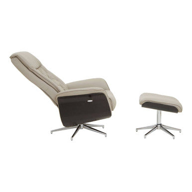 Mink Leather Effect Recliner and Footstool Set