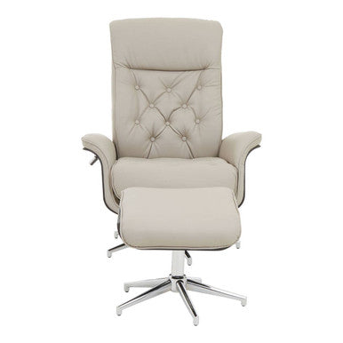 Mink Leather Effect Recliner and Footstool Set