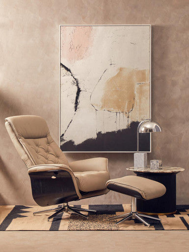Mink Leather Effect Recliner and Footstool Set